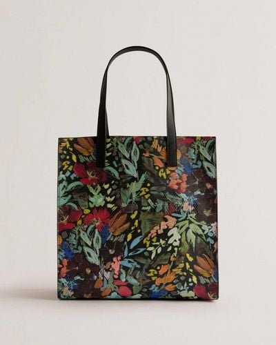 Ted Baker Beikon Large Painted-meadow Faux-leather Tote Bag - Black