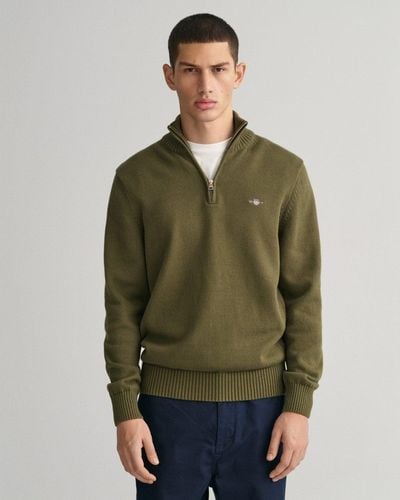 GANT Casual Cotton Half Zip Sweater - Green