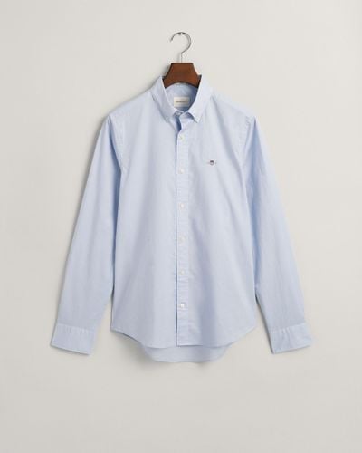GANT Slim Fit Long Sleeve Poplin Shirt - Blue