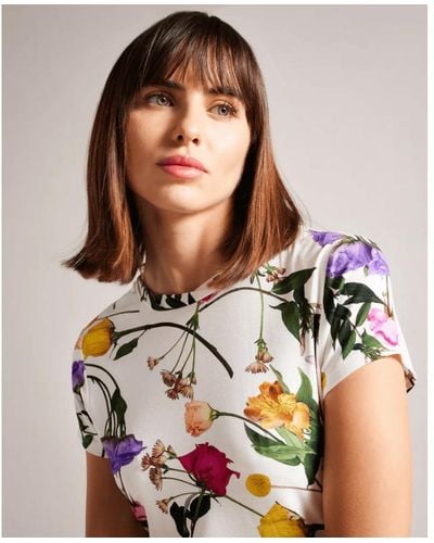 Ted Baker Vikina Printed Fitted Tee - White