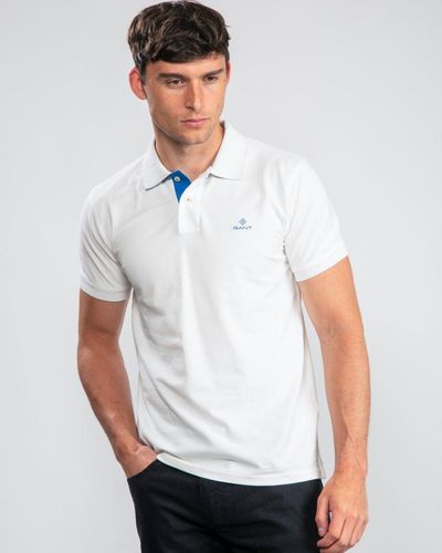 GANT Contrast Collar Pique Rugger Polo Shirt - White