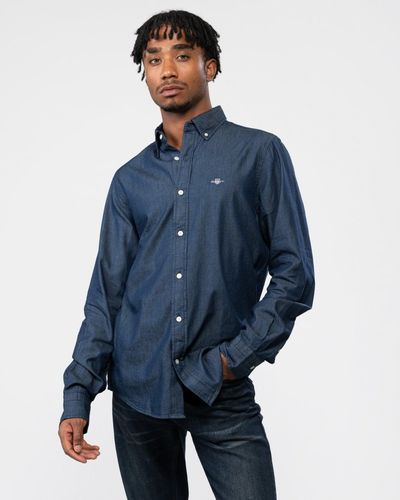 GANT Slim Fit Indigo Oxford Shirt - Blue