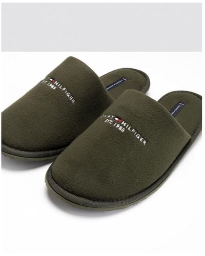 Tommy Hilfiger Logo Embroidery Slippers - Green