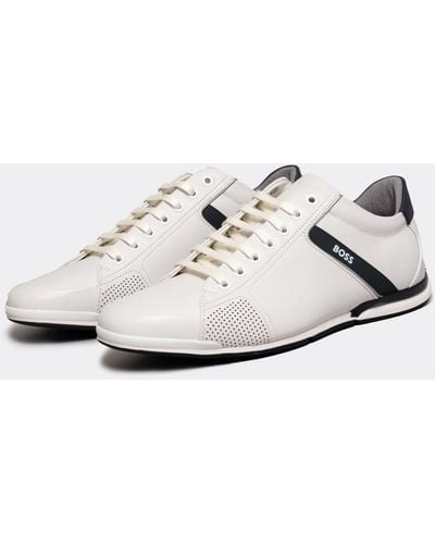 BOSS Saturn Leather Lux Low Profile Sneakers - White