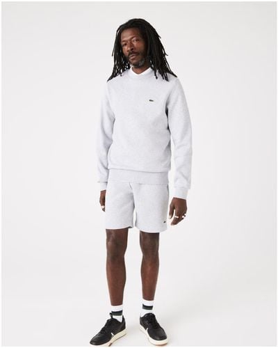 Lacoste Crew Neck Fleece Sweatshirt - White