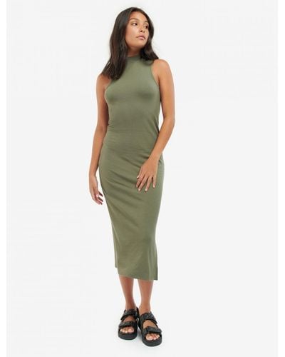 Barbour Amati Long Funnel-neck Dress - Green