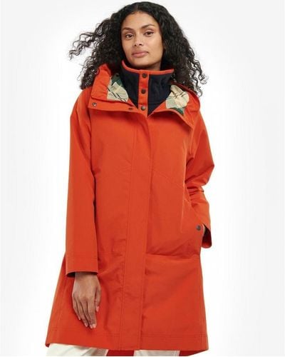 Barbour Barras Long Waterproof Jacket - Orange
