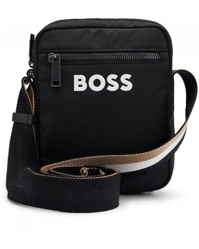BOSS Catch 3.0 Crossbody Bag With Signature-stripe Strap - Black