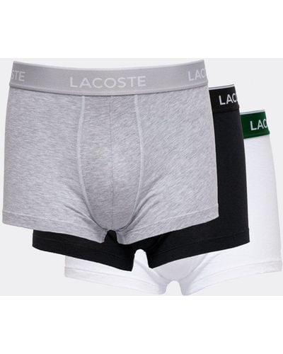 Lacoste Pack Of 3 Casual Cotton Stretch Boxer Trunks - Gray