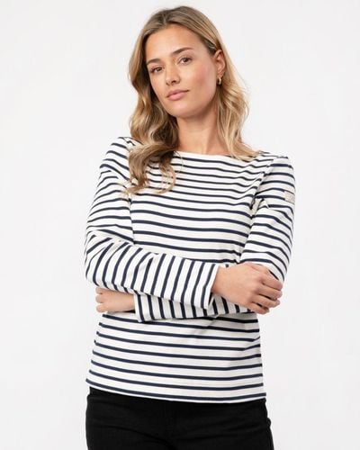 Joules New Harbour Striped Breton Top - White