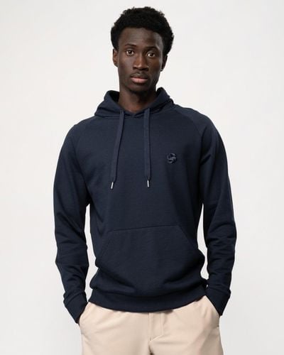 BOSS Cotton Terry Regular Fit Loungewear Hoodie With Double Monogram Logo - Blue