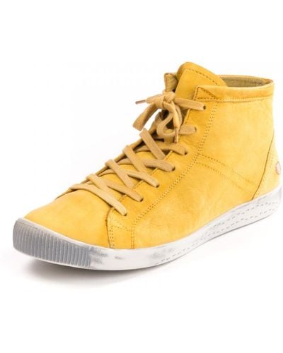 Softinos Isleen Washed Leather Womens High Top - Yellow