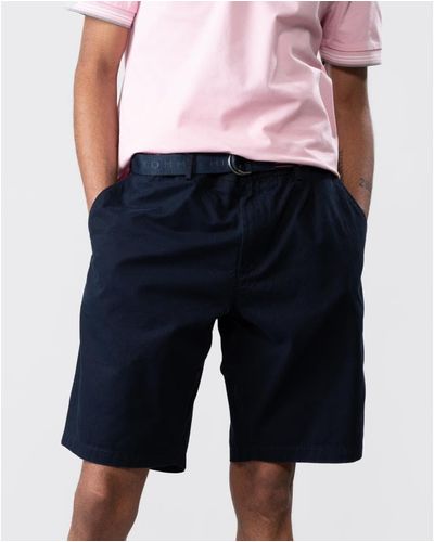 Tommy Hilfiger Harlem Shorts With Twill/leather Belt - Blue