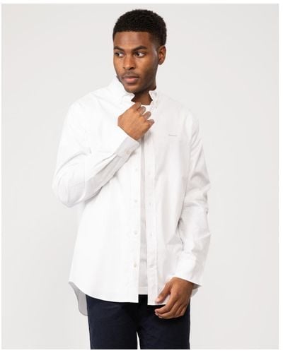 GANT Regular Fit Long Sleeve Pinpoint Oxford Shirt - White