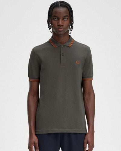 Fred Perry Twin Tipped Signature Polo Shirt - Grey