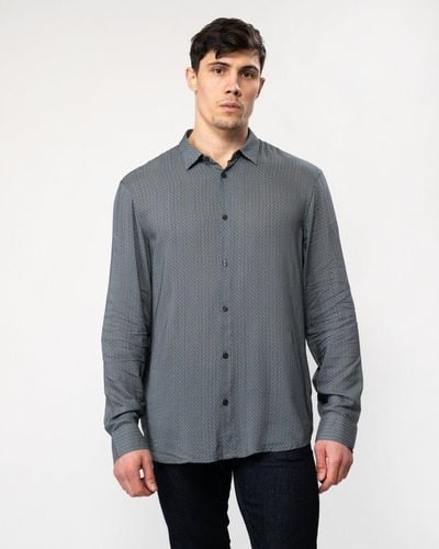 Armani Exchange Long Sleeve Pattern Print Shirt - Gray
