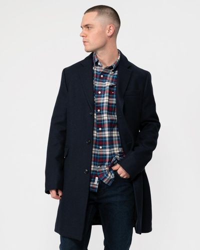 GANT Classic Tailored Fit Wool Topcoat - Blue