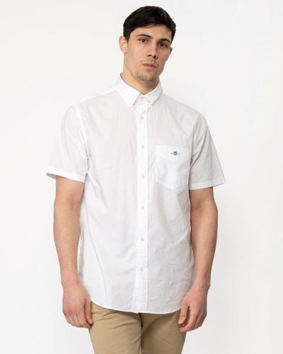 GANT Regular Fit Short Sleeve Poplin Shirt - White