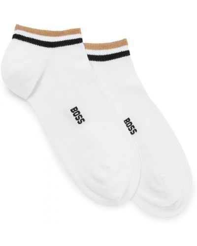 BOSS 2 Pack Uni Stripe Trainer Socks Nos - White
