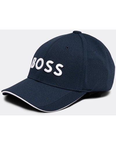 BOSS Us-1 Stretch-piqué Cap With Embroidered 3d Logo - Blue