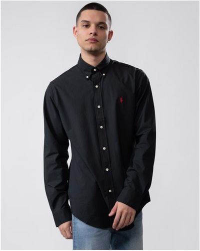 Polo Ralph Lauren Bi-stretch Poplin Long Sleeve Sports Shirt - Black