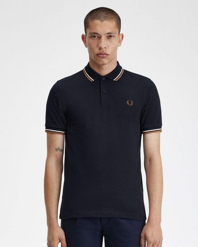 Fred Perry Twin Tipped Signature Polo Shirt - Blue