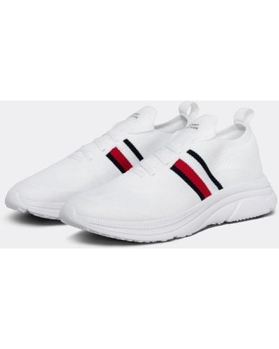 Tommy Hilfiger Essential Modern Runner Knit Stripe Sneakers - White