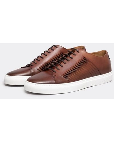 Oliver Sweeney Mozzalago Antiqued Calf Leather Cupsole Sneakers - Brown