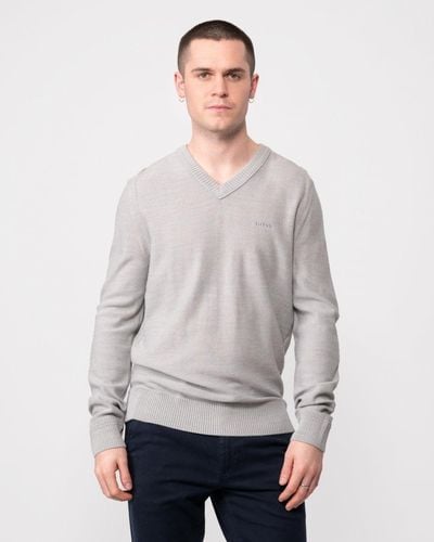 BOSS Avac V-neck Sweater - Grey