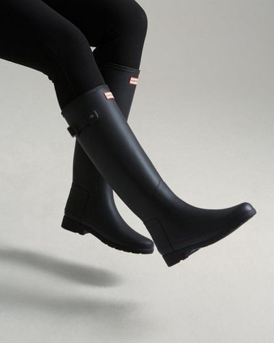 HUNTER Refined Logo Tall Slim Fit Boots - Black