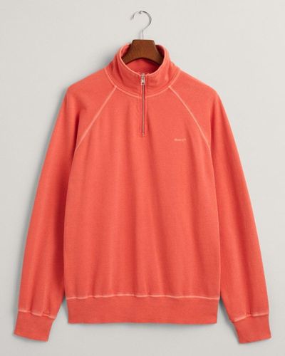 GANT Sunfaded Half Zip Sweatshirt - Red