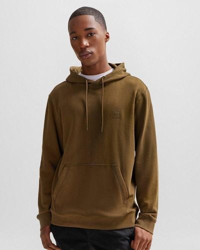 BOSS Wetalk Pullover Hoodie With Logo Patch - Brown