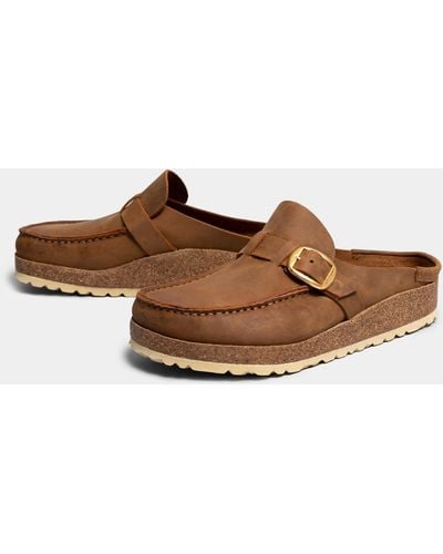 Birkenstock Buckley Oiled Leather Moccasin Clogs - Brown