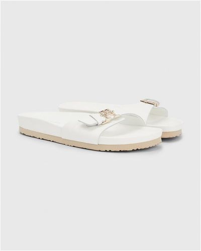 Tommy Hilfiger Th Mule Leather Slides - White