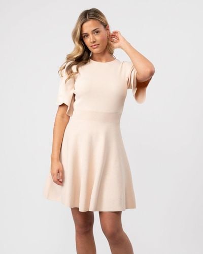 Ted Baker Oliviha Rib Engineered Skater Dress - Natural