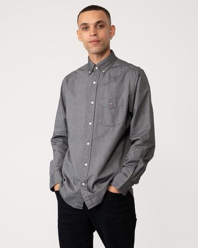 GANT Regular Fit Long Sleeve Oxford Shirt - Grey