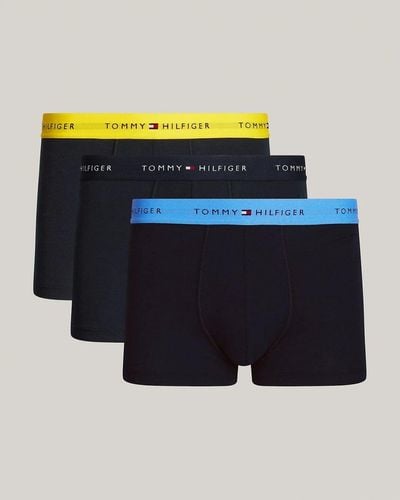 Tommy Hilfiger 3 Pack Color Waistband Trunks - Blue