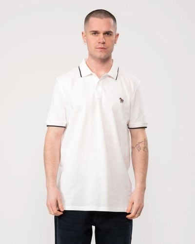 Paul Smith Regular Fit Short Sleeve Zebra Polo Shirt With Contrast Tipping - White