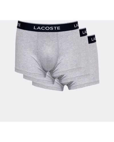 Lacoste Pack Of 3 Casual Cotton Stretch Boxer Trunks - Grey