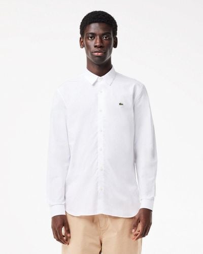 Lacoste Men's Slim Fit Stretch Cotton Poplin Shirt - White
