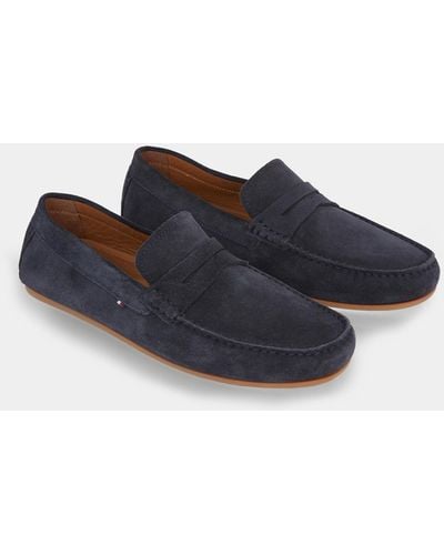 Tommy Hilfiger Casual Hilfiger Suede Driving Shoes - Blue