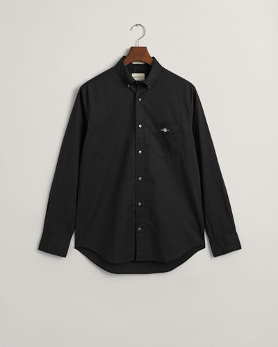 GANT Regular Fit Long Sleeve Poplin Shirt - Black
