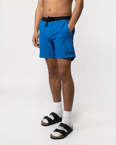 BOSS Starfish Quick-dry Swim Shorts With Contrast Details - Blue