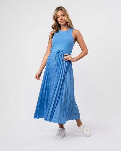 Tommy Hilfiger Rib Tank Pleated Midi Dress - Blue