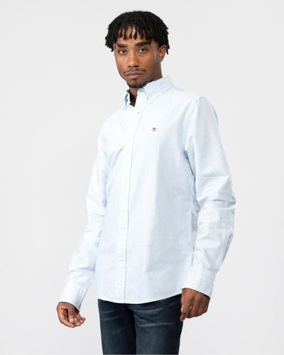 GANT Slim Fit Oxford Banker Stripe Shirt - White