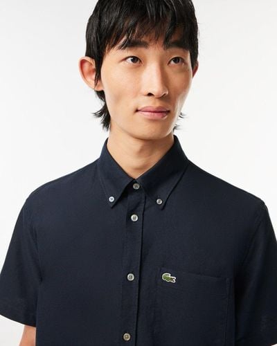 Lacoste Casual Short Sleeve Woven Shirt - Blue
