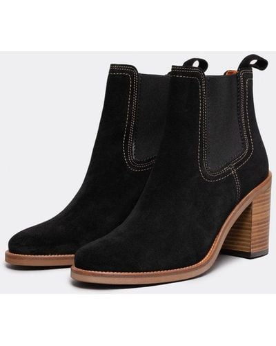Penelope Chilvers Paloma Suede Heeled Chelsea Boots - Black