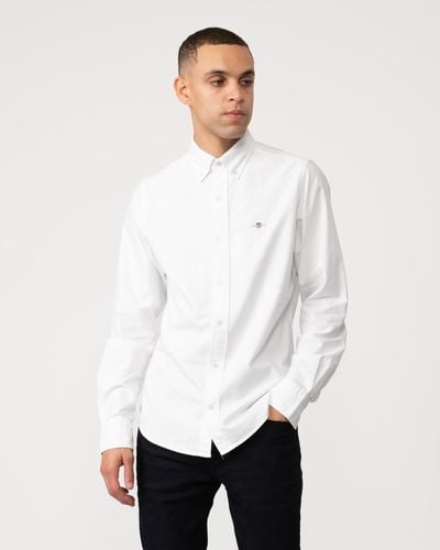 GANT Slim Fit Long Sleeve Oxford Shirt - White