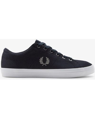 Fred Perry Baseline Twill Leather Sneakers - Blue