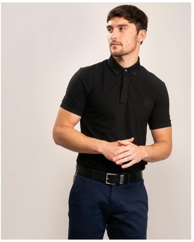 Armani Exchange Short Sleeve Micro Logo Polo Shirt - Black